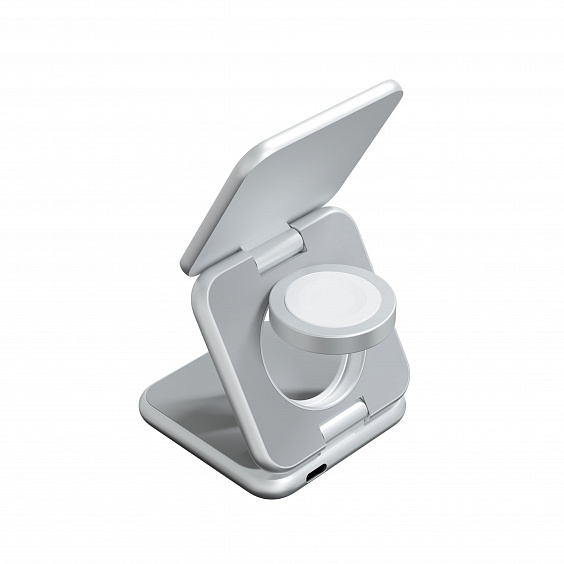 Беспроводное зарядное устройство Magssory Fold Pro 3 в 1, цвет: серебристый (Silver)