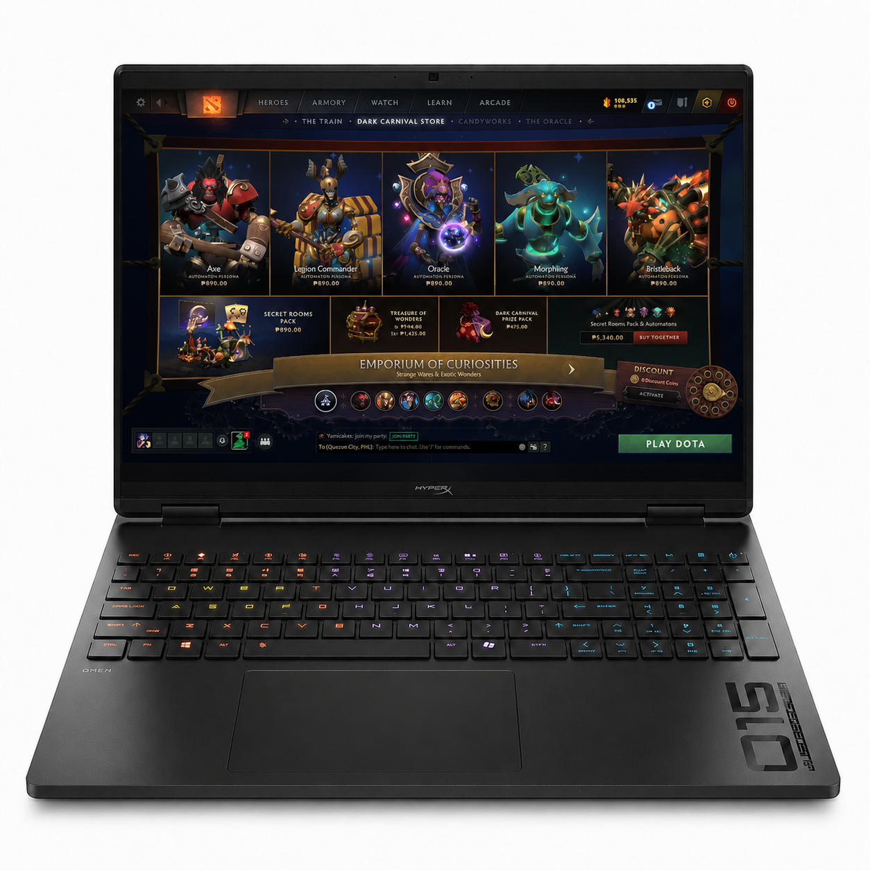 Игровой ноутбук HP HyperX OMEN 15 (Core 5, 32 ГБ, 512 ГБ, RTX 5050, 165 Гц, Win 11) Черный
