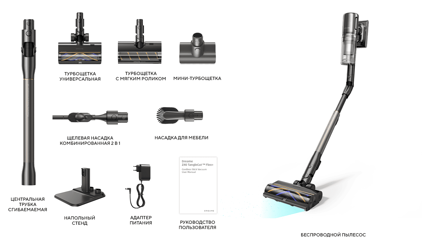 Беспроводной вертикальный пылесос Dreame Z40 TangleCut Flex+