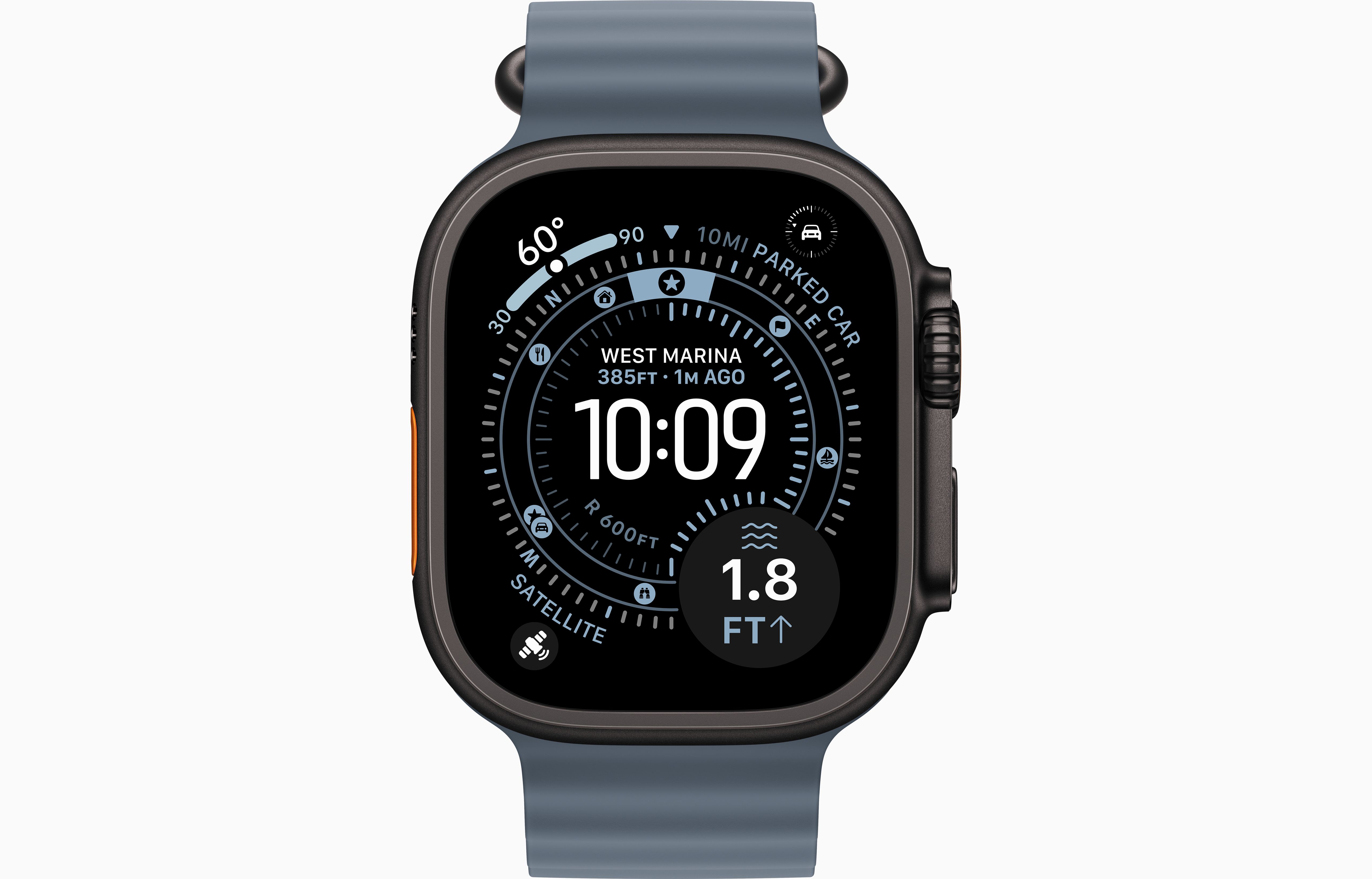 Смарт-часы Apple Watch Ultra 3 (2025) 49 мм, корпус черный титан (Black Titanium), ремешок Ocean, цвет: якорный синий (Anchor Blue)