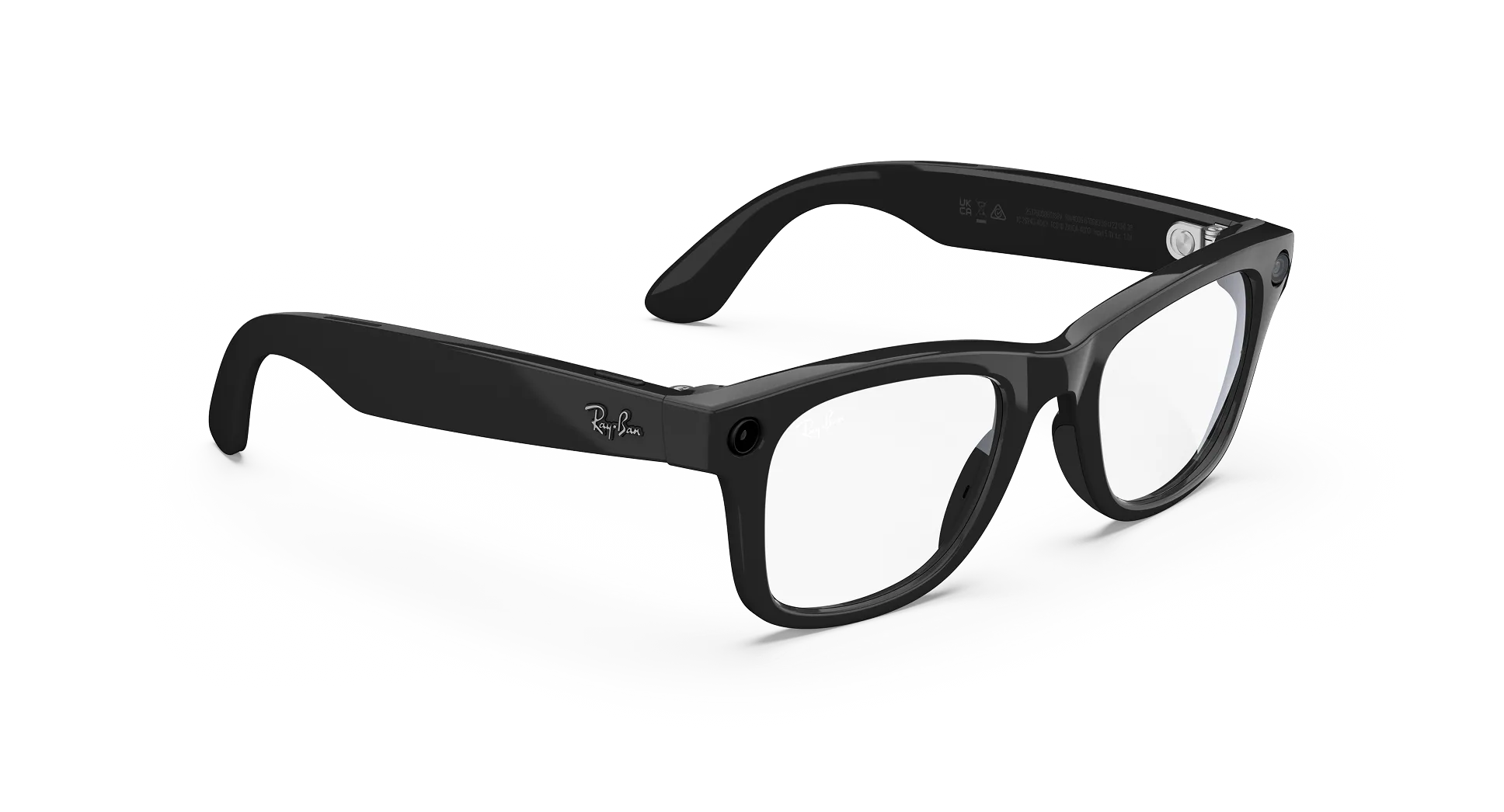 Умные очки Ray-Ban Meta Wayfarer RW4008 (Gen 1), Глянцевый чёрный / Прозрачный (601/SB53), 53 (L)