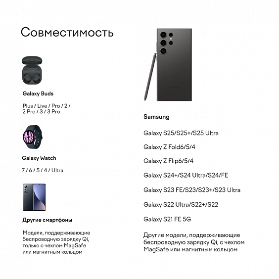 Зарядная станция Magssory Fold 3 в 1 для Samsung, цвет: Темная ночь (Midnight)