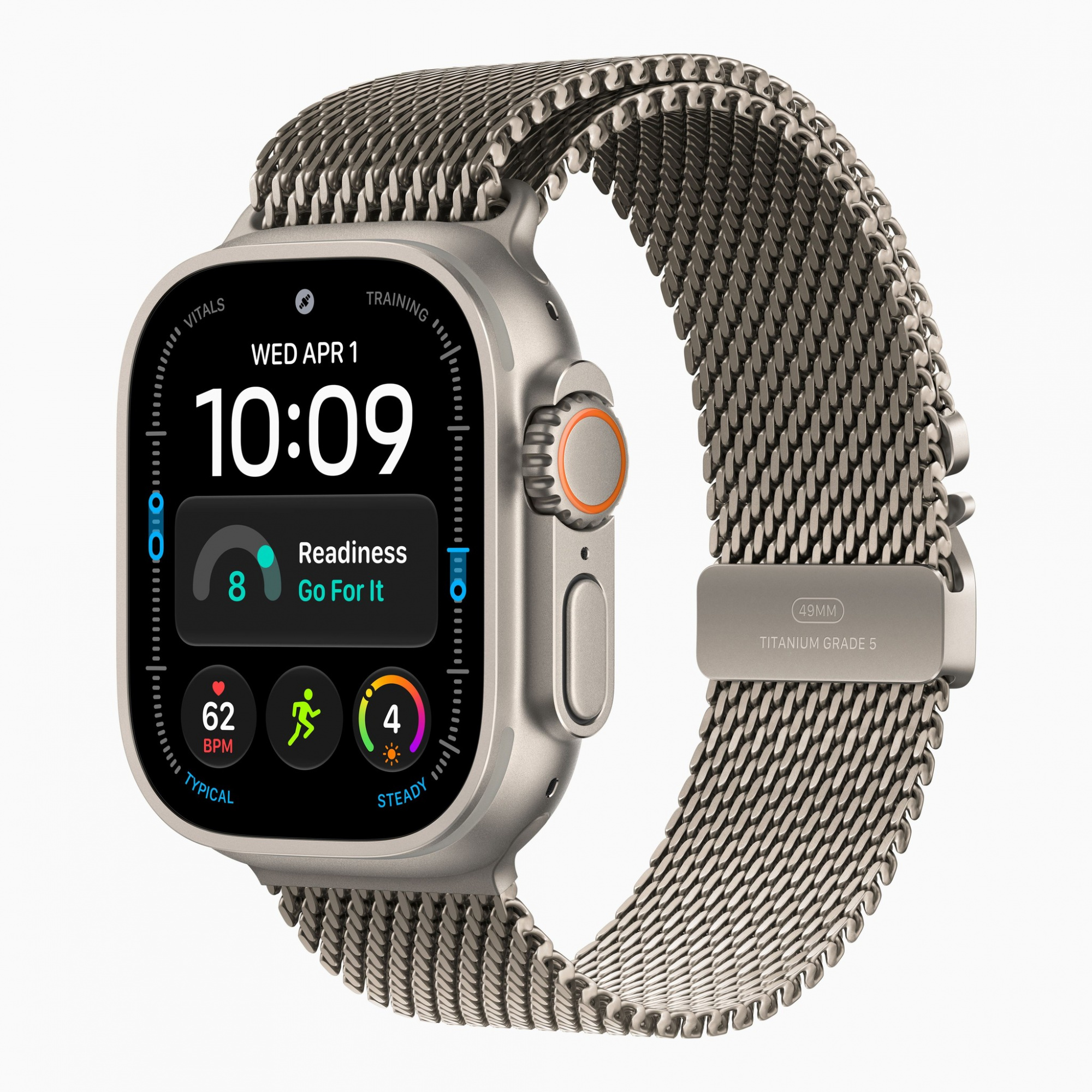 Смарт-часы Apple Watch Ultra 4 (2026) 49 мм, корпус натуральный титан (Natural Titanium), миланский сетчатый браслет, цвет: натуральный 
