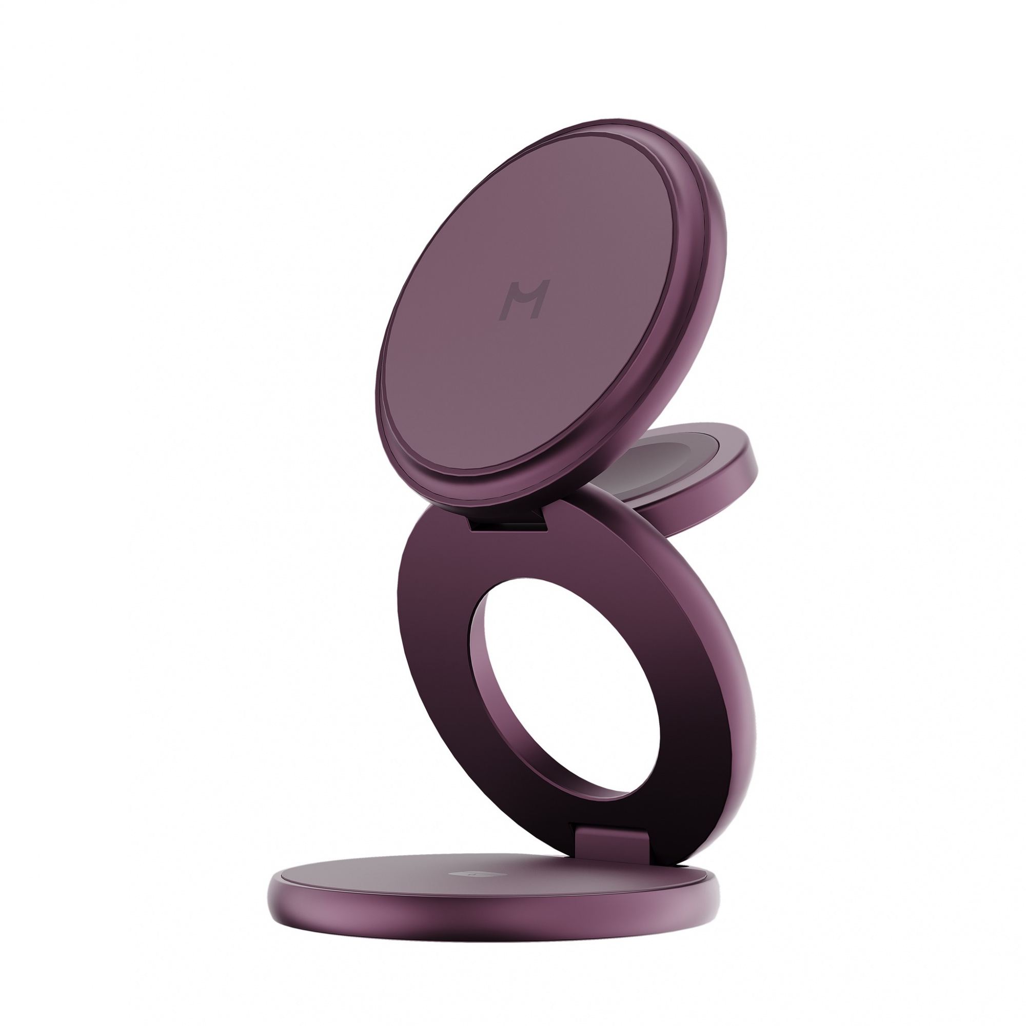 Складное беспроводное зарядное устройство 3 в 1 Magssory Signature Disc Ultra для Apple, цвет: Бургунди (Burgundy)