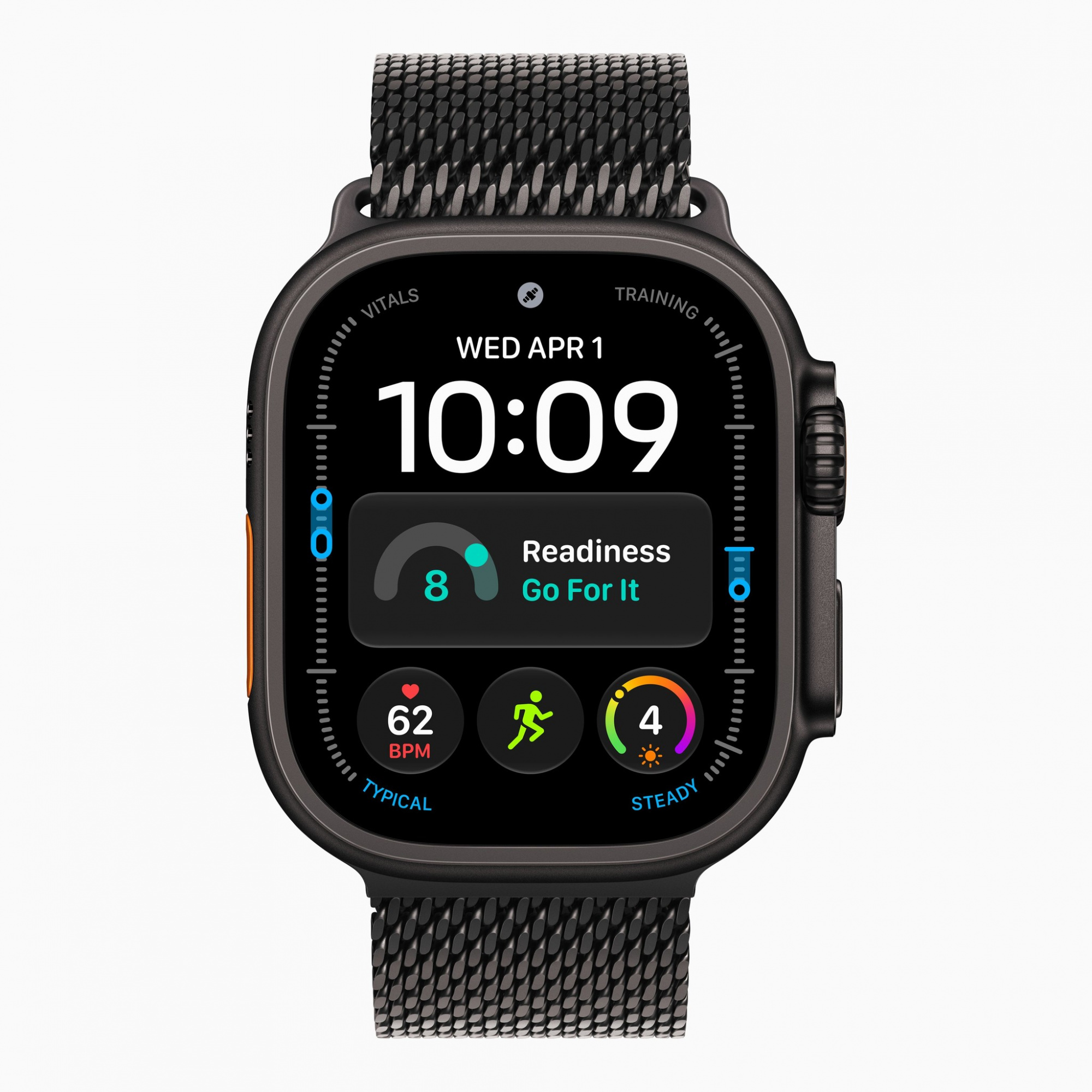 Смарт-часы Apple Watch Ultra 4 (2026) 49 мм, корпус черный титан (Black Titanium), миланский сетчатый браслет, цвет: черный